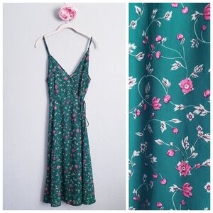 Moon River Green Floral Wrap Dress